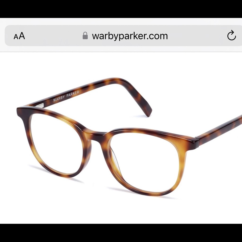 Vintage style tortoise Warby Parker glasses and case